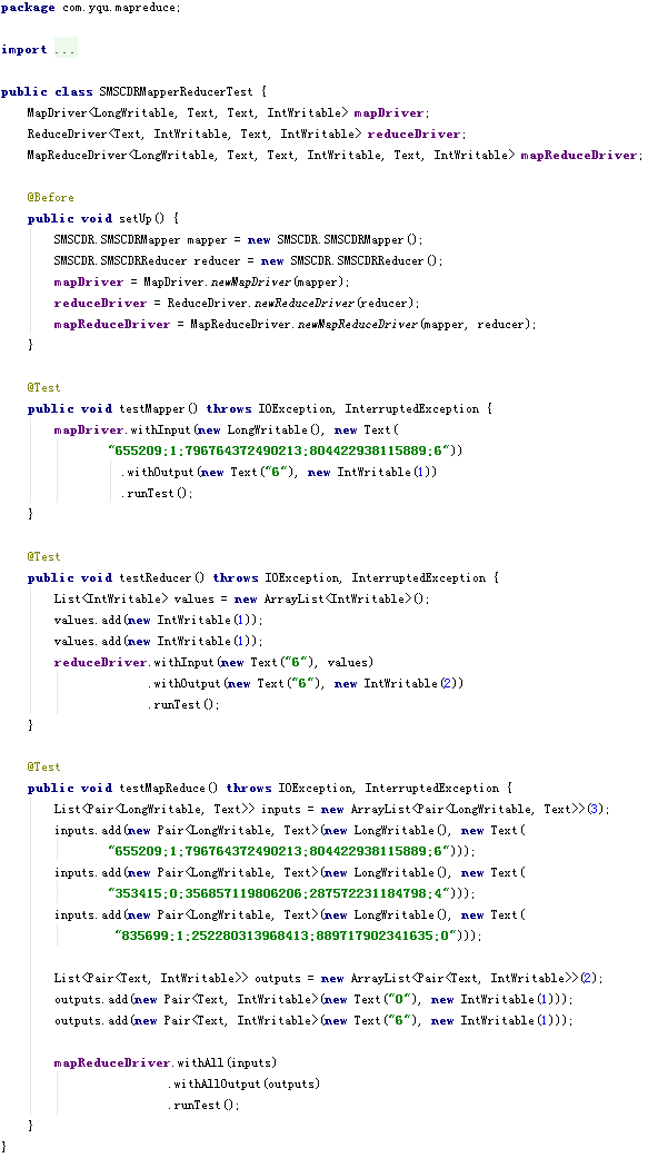 [Hadoop] 使用MRUnit进行MapReduce单元测试