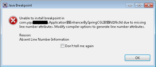 [Eclipse] 遭遇"Unable to install breakpoint due to missing line number attribute"