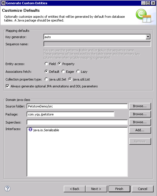 [Hibernate Tools] 通过数据库表生成JPA Entity类