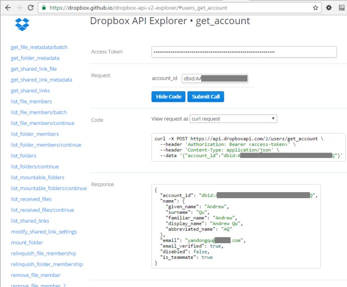 Hello Dropbox API