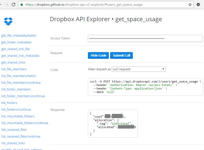 Hello Dropbox API