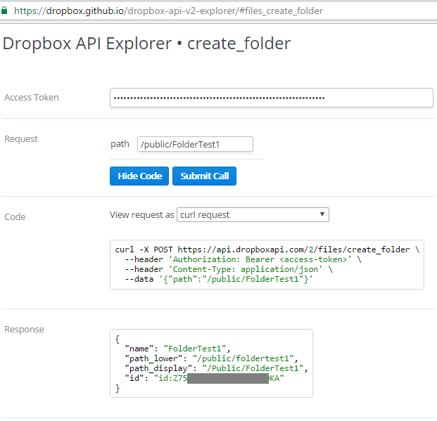 Hello Dropbox API