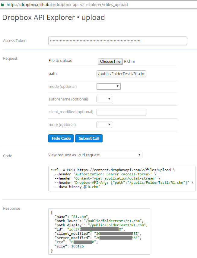 Hello Dropbox API