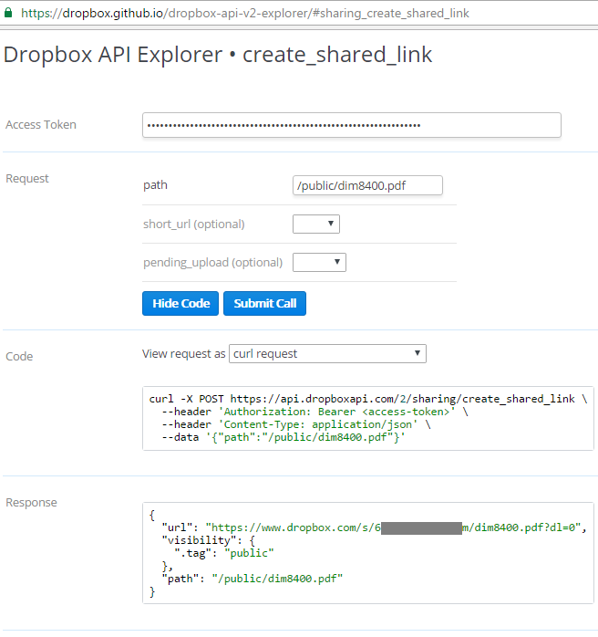 Hello Dropbox API