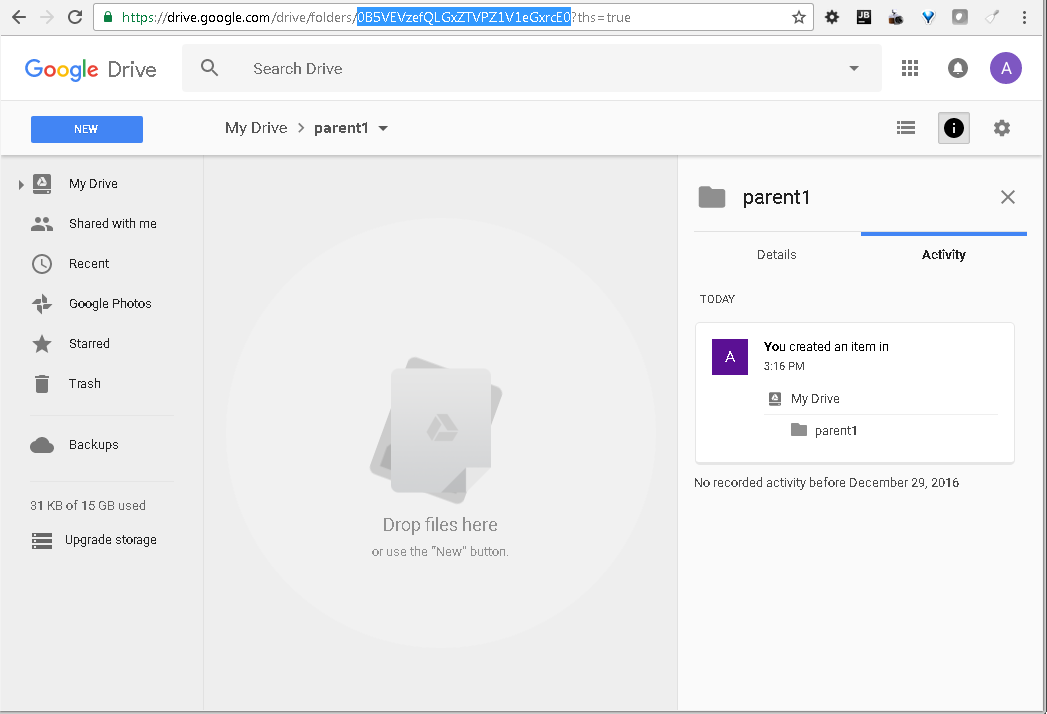 GoogleDrive: Folder parent1