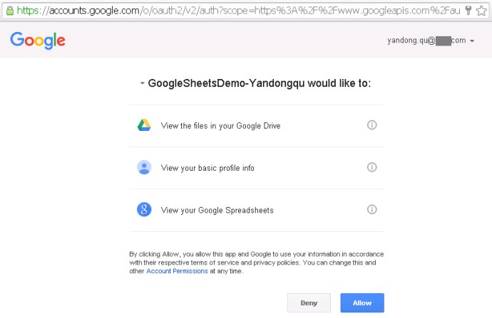 Google Sheets API认证和鉴权