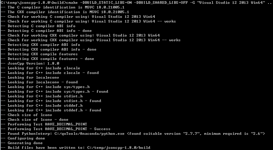 Windows: cmake GenBuildFile