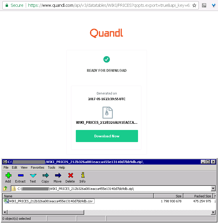 Quandl exportDatatable