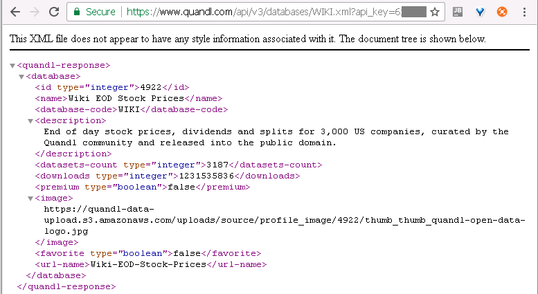 Quandl getDatabase