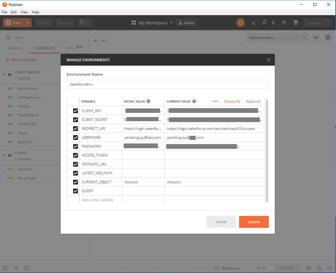 Postman: env Setting 