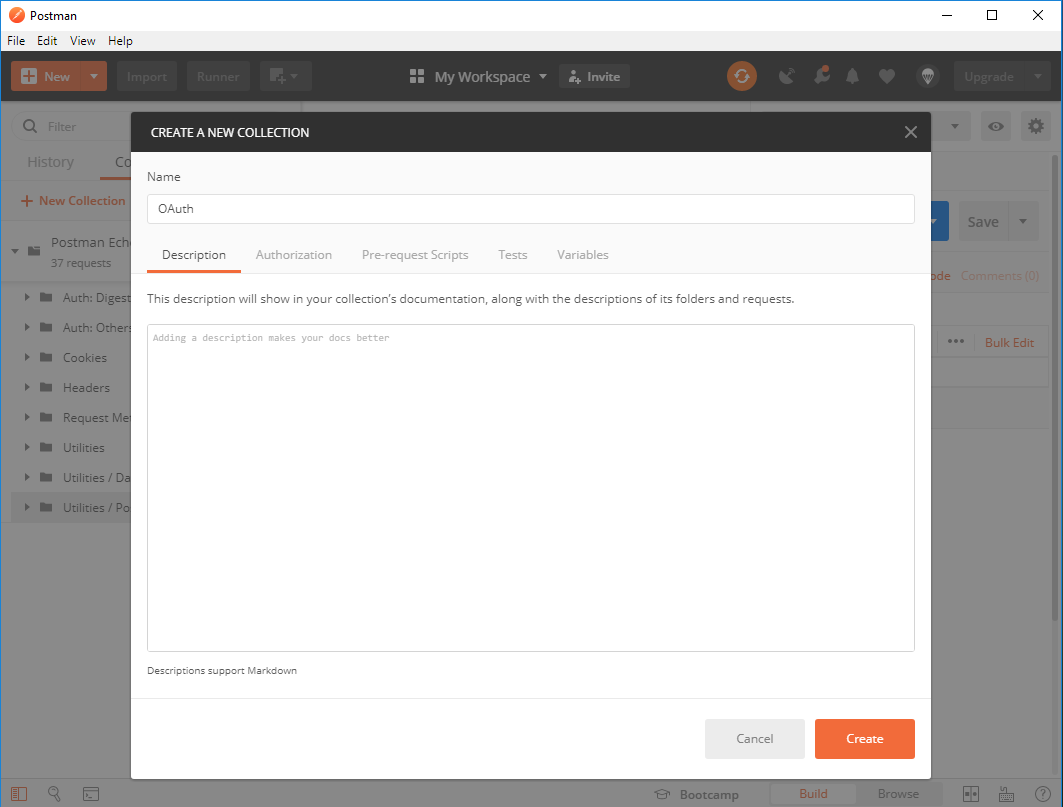 Postman: new Collection OAuth