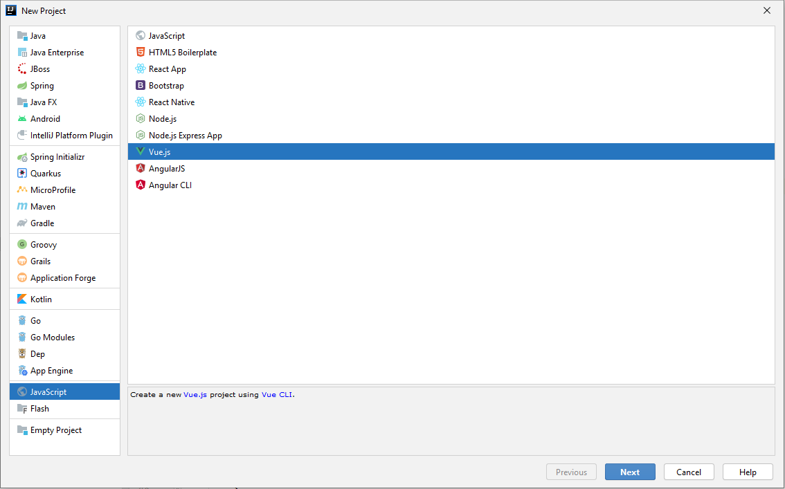 create Vue prj in IntelliJ - 1